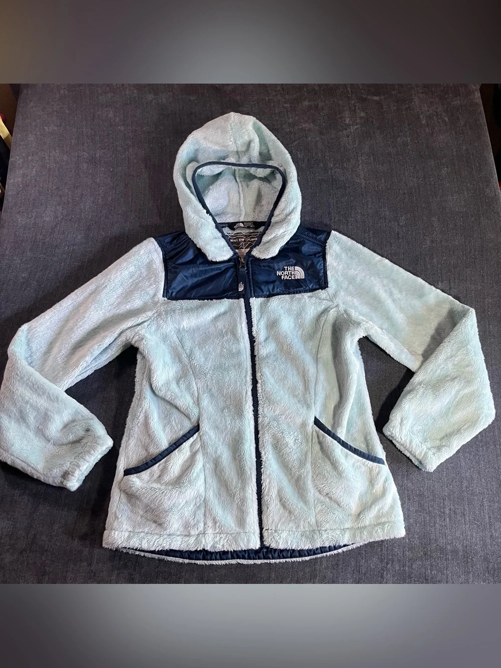The North Face Fleece Girls Medium 10 Oso Hoodie Jacket Hooded Starlight blue
